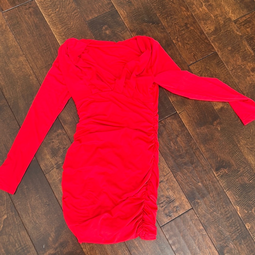 Red long-sleeve dress